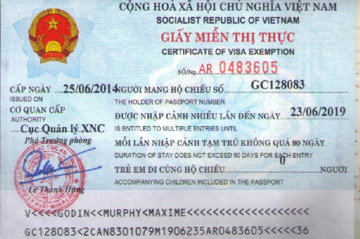 miễn thị thực Vietnam